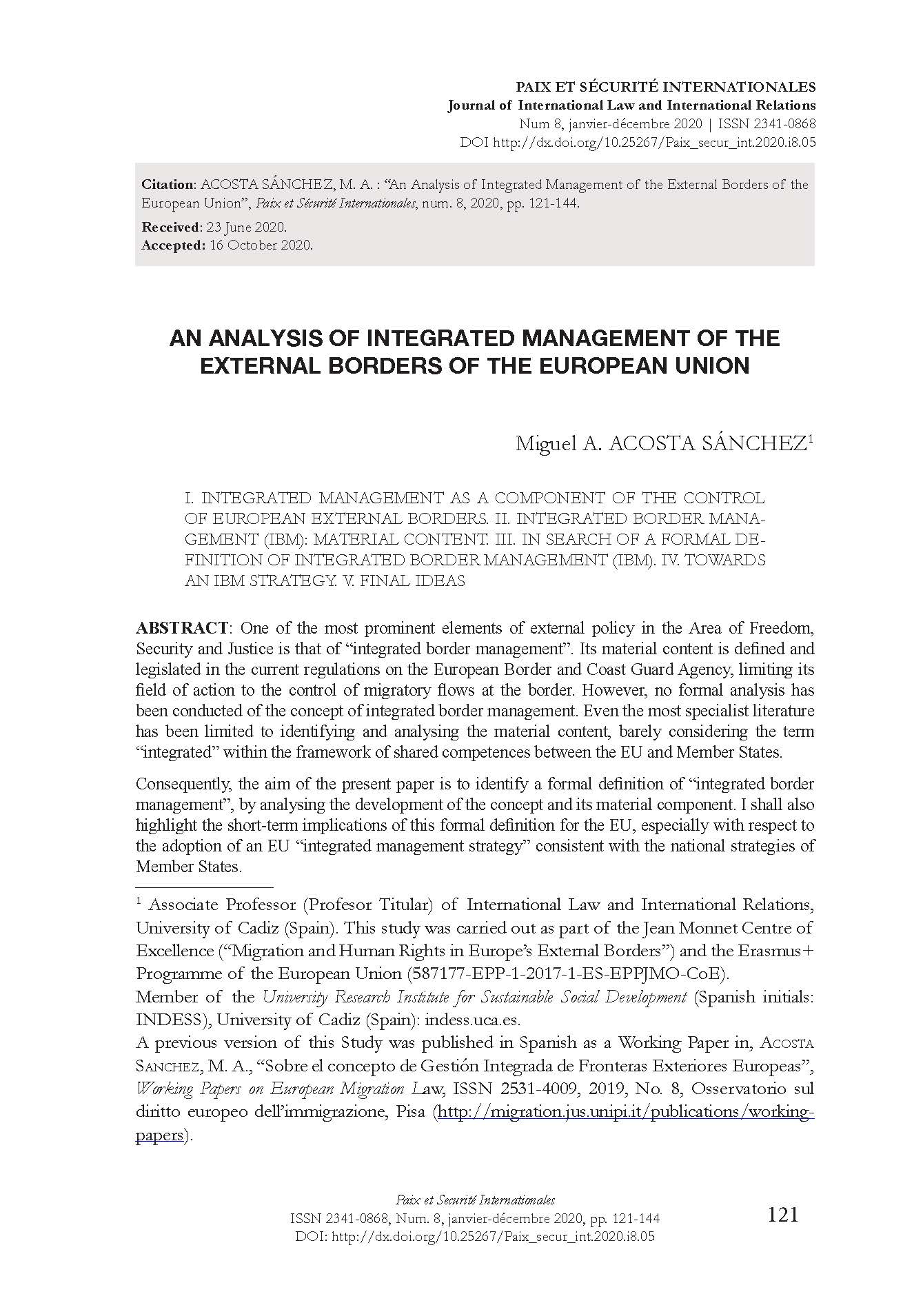 An Analysis of Integrated Management of the External Borders of the European Union