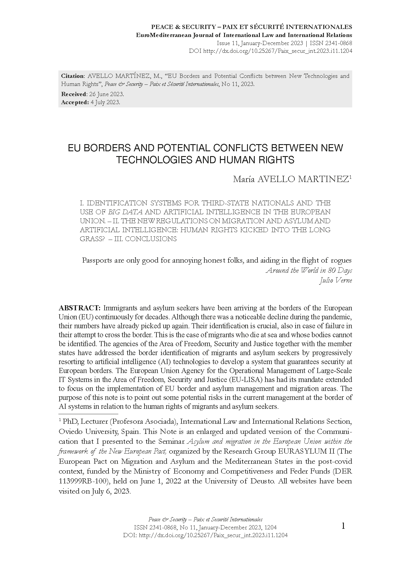 EU borders and potential conflicts between new technologies and human rights