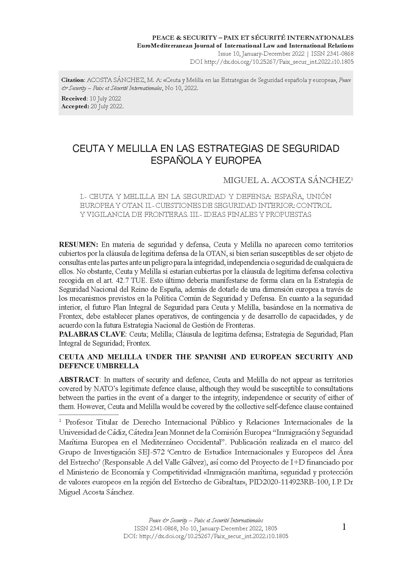 Ceuta y Melilla en las Estrategias de Seguridad española y europea