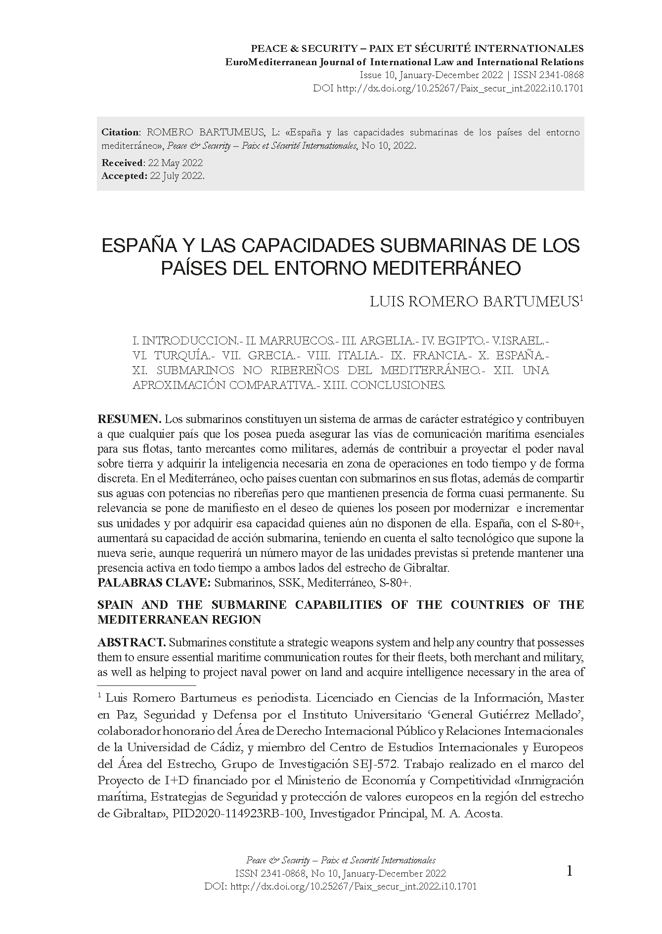 España y las capacidades submarinas de los países del entorno mediterráneo